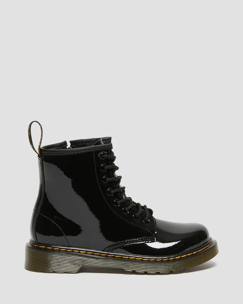 Dr Martens Junior 1460 Lak Leren Veterlaarzen Kinderen Zwart | NL 138TCE